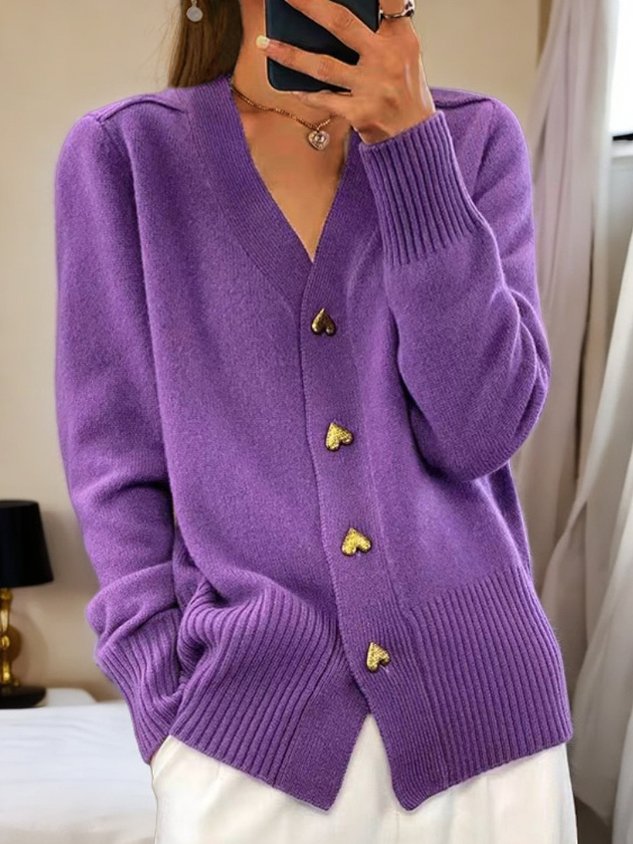 Zia - Heart Button Cardigan